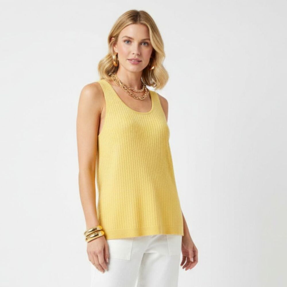 Ellen Tracy 100% Cashmere Sleeveless Knit Sweater Top L